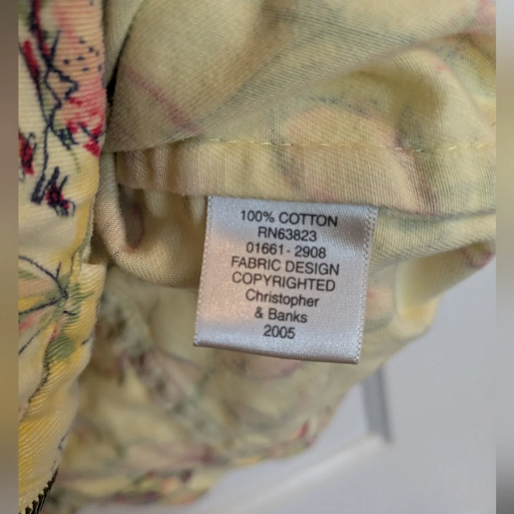 Y2K Christopher & Banks Summer Fruit Lemon Yellow Zip Cotton Vest